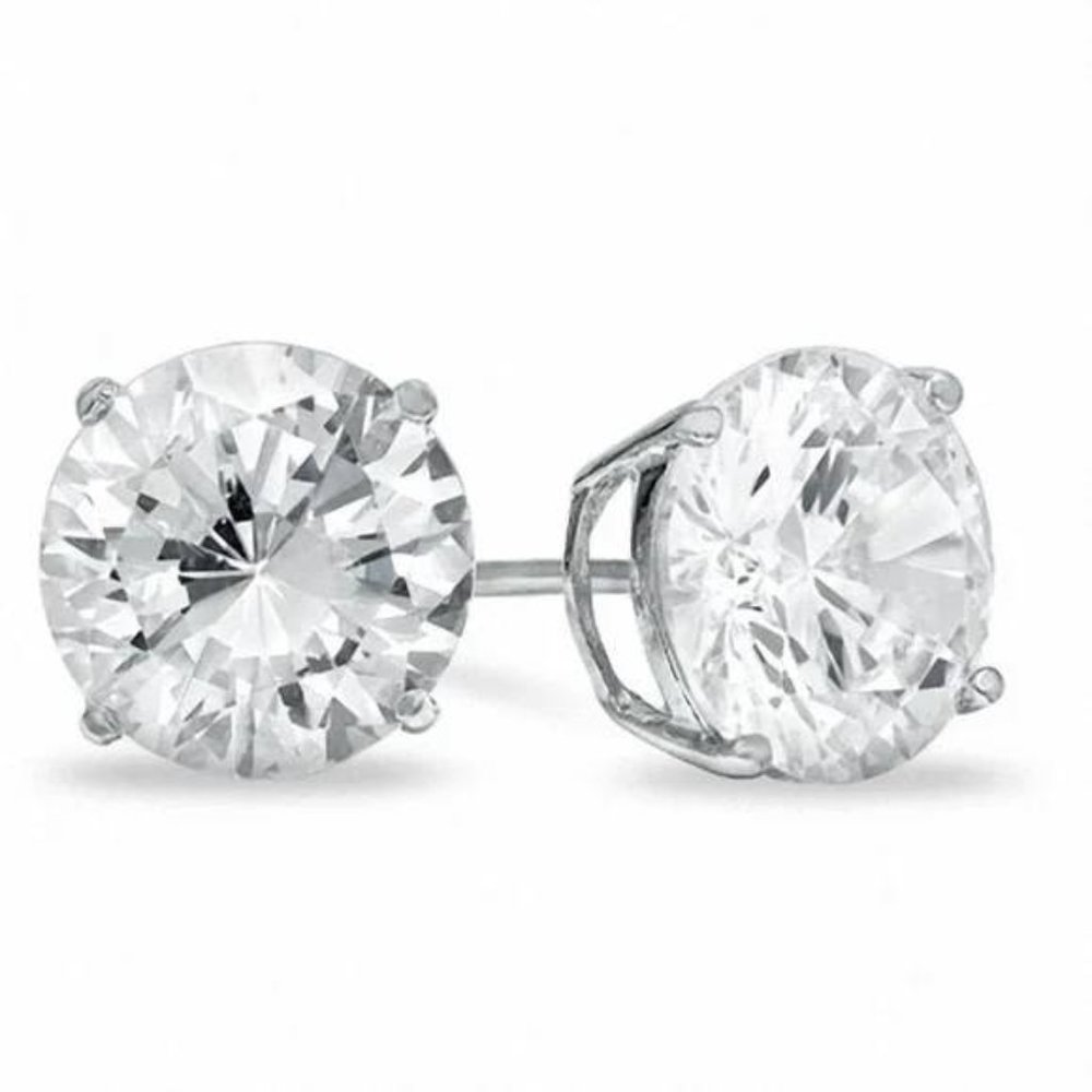 Classic Silver Crystal Stud Earrings